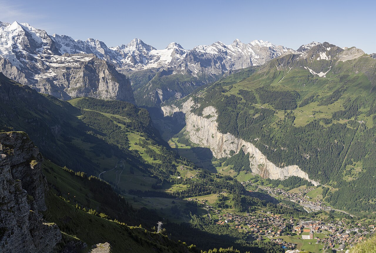 Lauterbrunnen valley viewed from Wengen, Switzerland