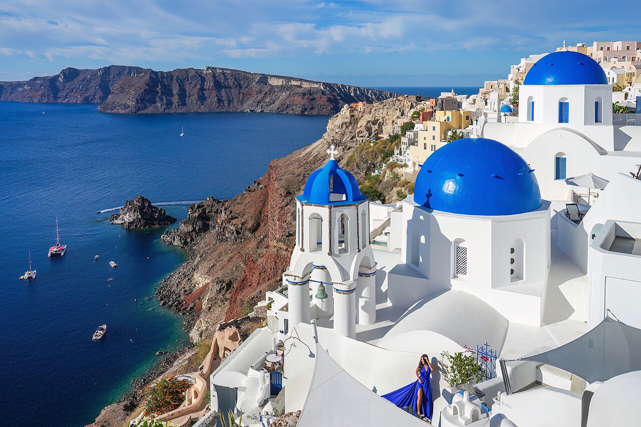 Blue domes in Oia, Santorini, Greece