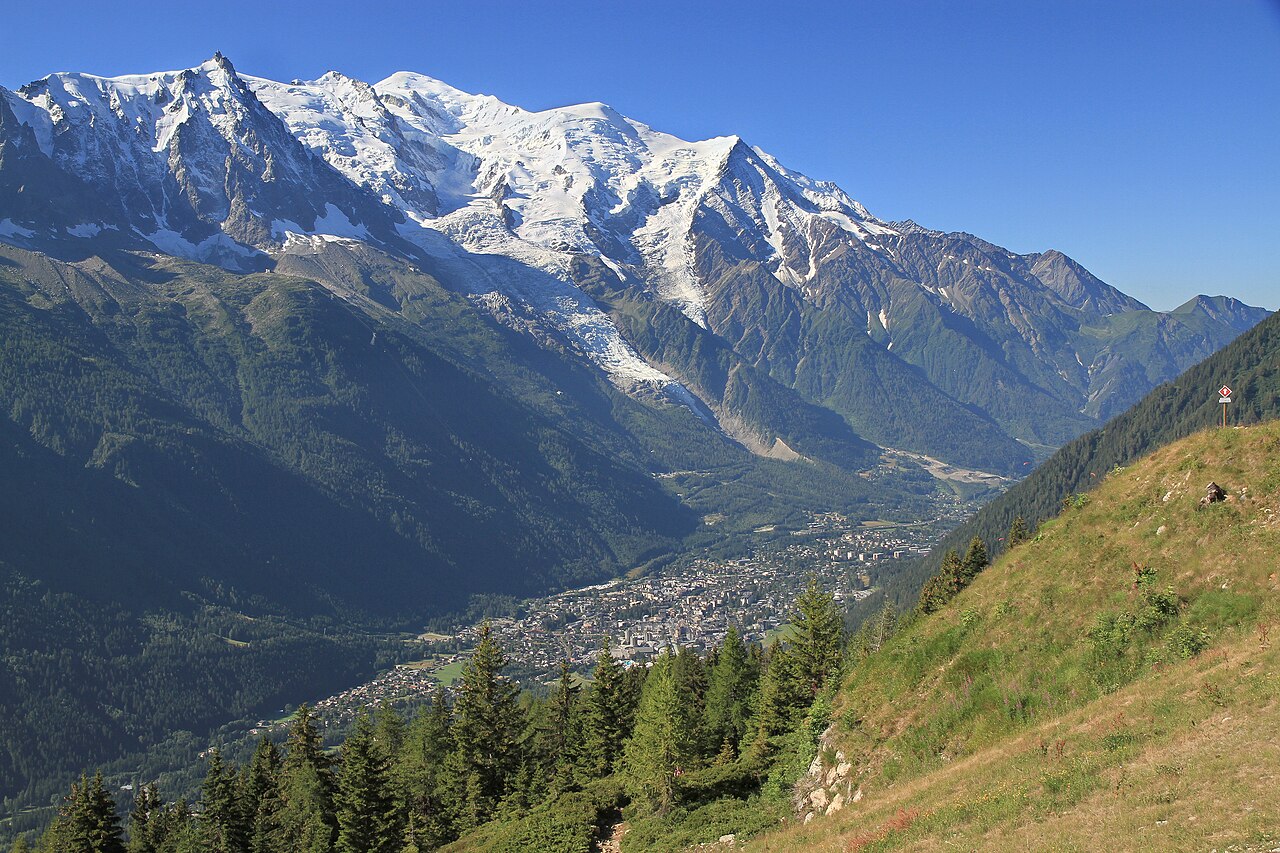 Chamonix valley and Mont Blanc viewed from La Flégère, France