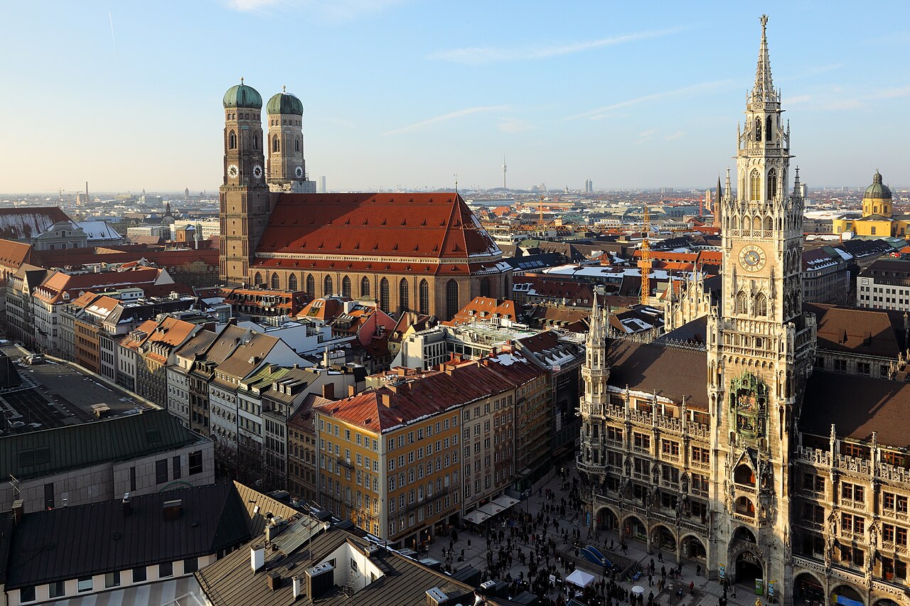 Frauenkirche and New Town Hall in Munich, Germany