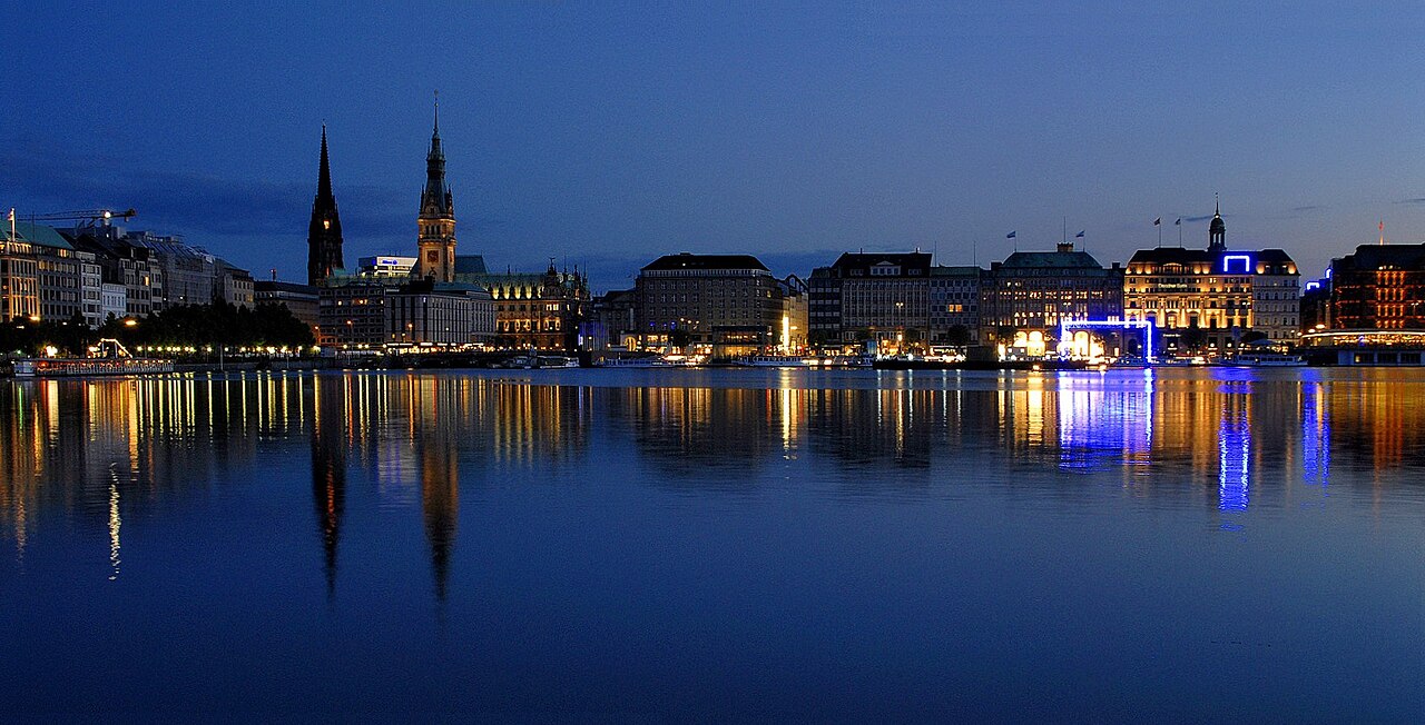 Hamburg's Binnenalster waterfront, Germany