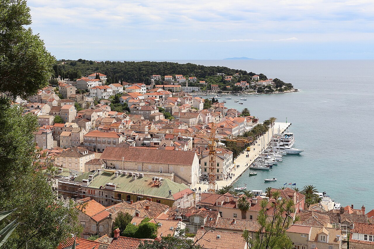 Hvar town viewed from the Spanish Fortress, Croatia