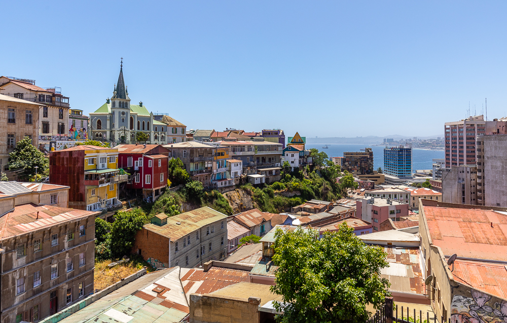 Historic hillside neighborhoods in Valparaíso, Chile